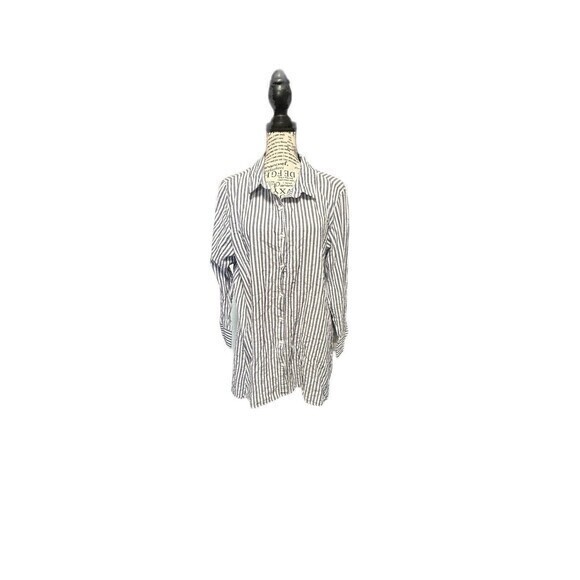 Habitat Clothes To Live In Size XL Striped Tunic Trapeze Shirt ￼3/4 Slee… - Picture 1 of 7